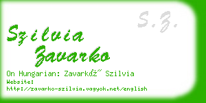 szilvia zavarko business card